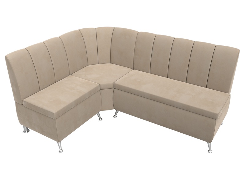 Диван кухонный угловой Кантри левый угол, Велюр, SEVEN 729 бежевый
