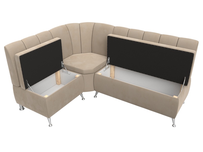 Диван кухонный угловой Кантри левый угол, Велюр, SEVEN 729 бежевый