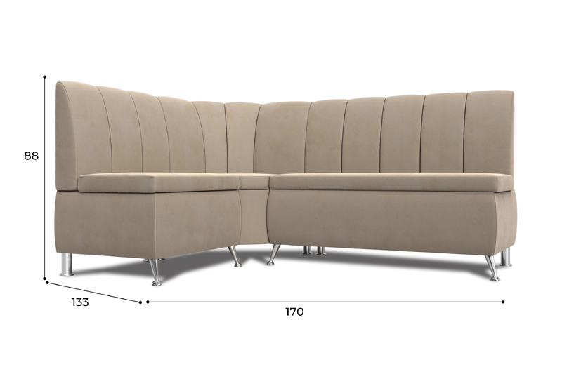 Диван кухонный угловой Кантри левый угол, Велюр, SEVEN 729 бежевый