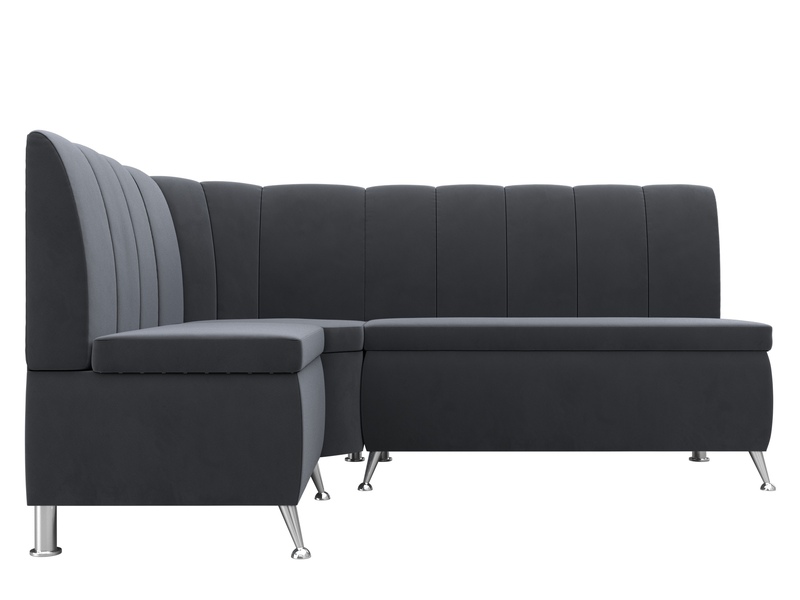 Диван кухонный угловой Кантри левый угол, Велюр, SEVEN 17 серый