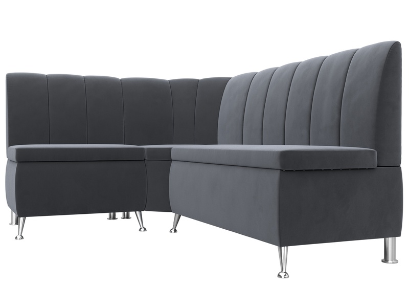 Диван кухонный угловой Кантри левый угол, Велюр, SEVEN 17 серый