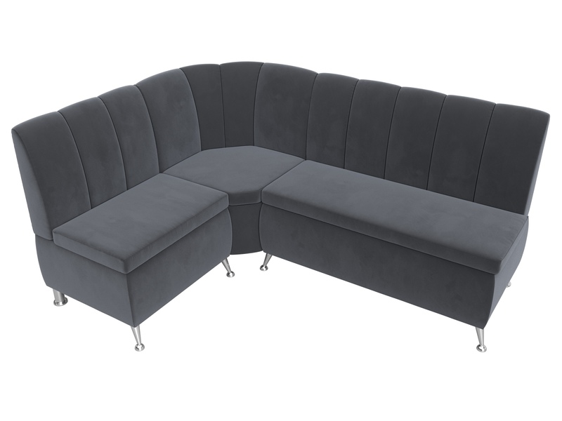 Диван кухонный угловой Кантри левый угол, Велюр, SEVEN 17 серый