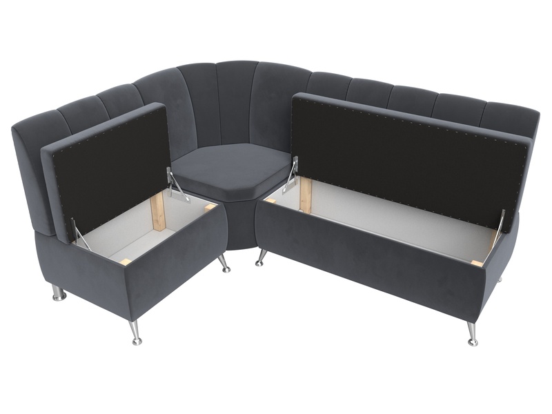 Диван кухонный угловой Кантри левый угол, Велюр, SEVEN 17 серый