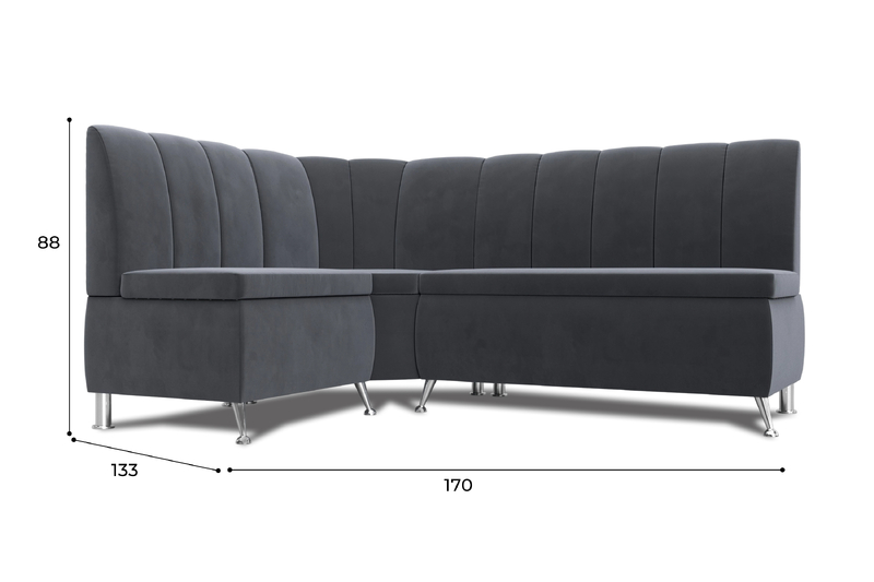 Диван кухонный угловой Кантри левый угол, Велюр, SEVEN 17 серый