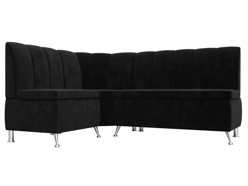 Диван кухонный угловой Кантри левый угол, Велюр, SEVEN 35 черный