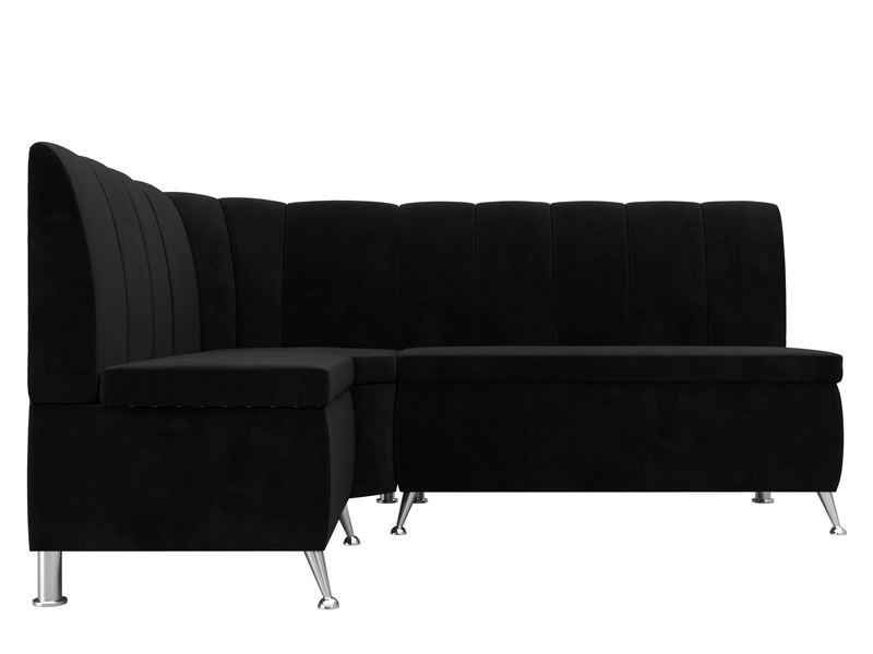 Диван кухонный угловой Кантри левый угол, Велюр, SEVEN 35 черный