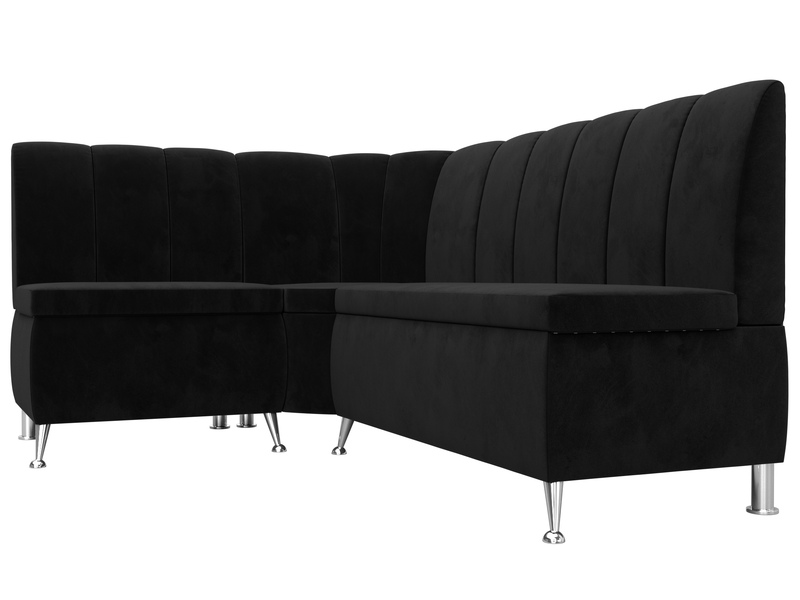 Диван кухонный угловой Кантри левый угол, Велюр, SEVEN 35 черный