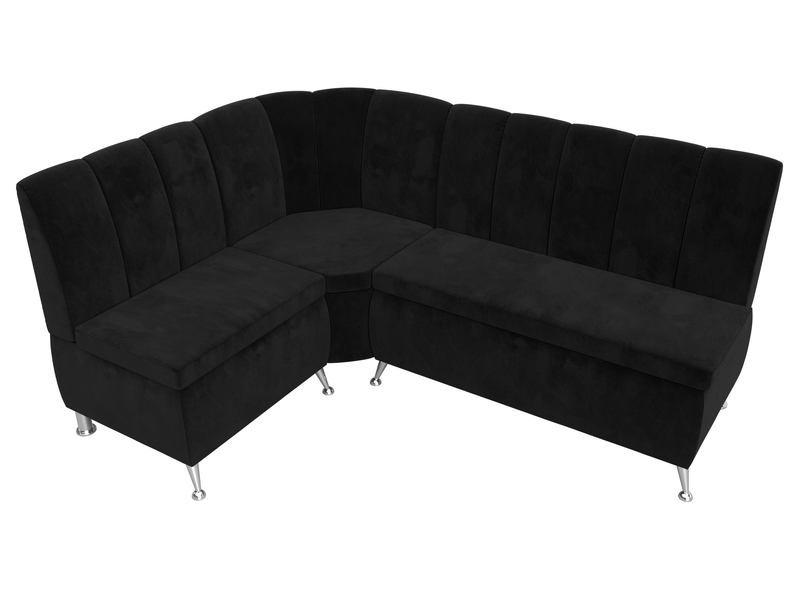Диван кухонный угловой Кантри левый угол, Велюр, SEVEN 35 черный