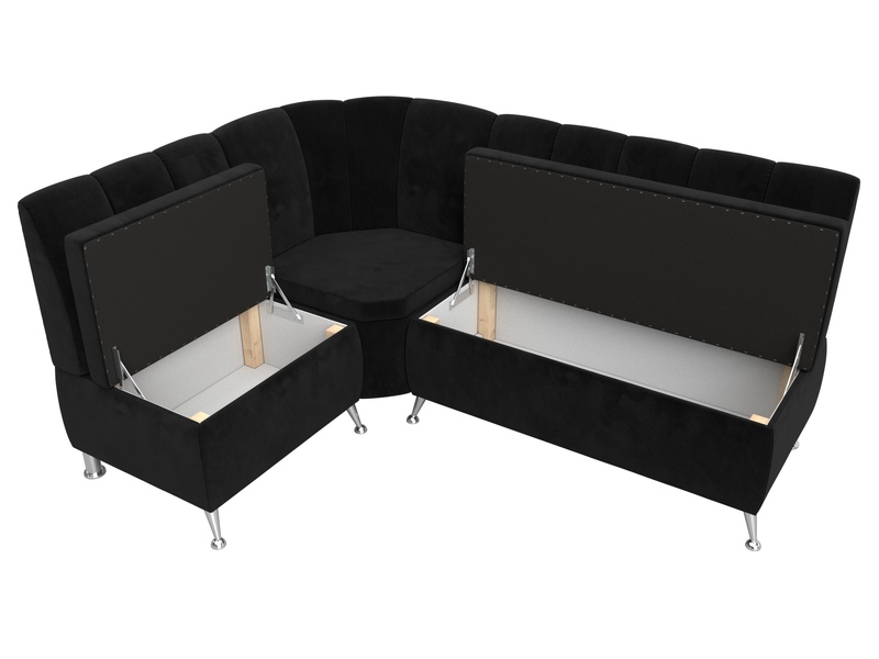 Диван кухонный угловой Кантри левый угол, Велюр, SEVEN 35 черный