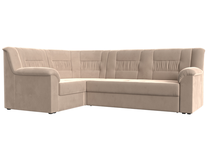 Диван угловой Карелия левый угол, Велюр, SEVEN 729 бежевый