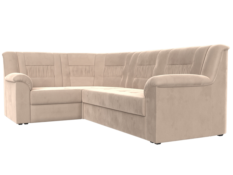 Диван угловой Карелия левый угол, Велюр, SEVEN 729 бежевый