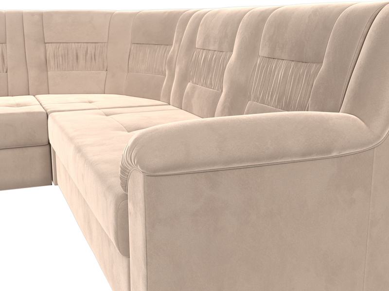 Диван угловой Карелия левый угол, Велюр, SEVEN 729 бежевый