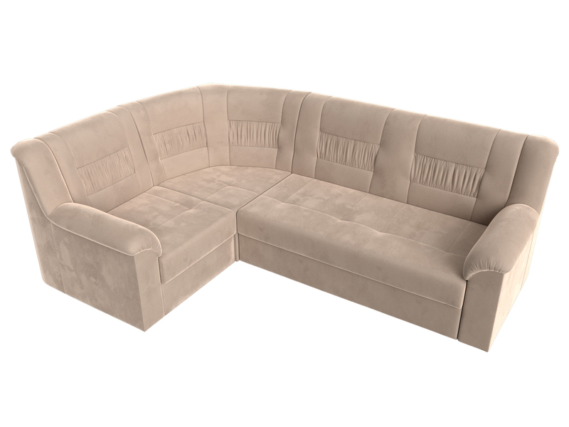 Диван угловой Карелия левый угол, Велюр, SEVEN 729 бежевый