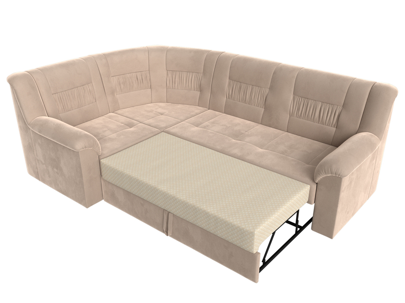 Диван угловой Карелия левый угол, Велюр, SEVEN 729 бежевый