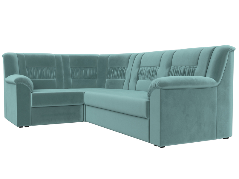 Диван угловой Карелия левый угол, Велюр, SEVEN 113 бирюзовый