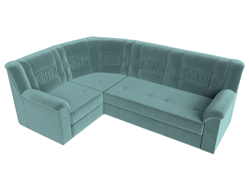 Диван угловой Карелия левый угол, Велюр, SEVEN 113 бирюзовый