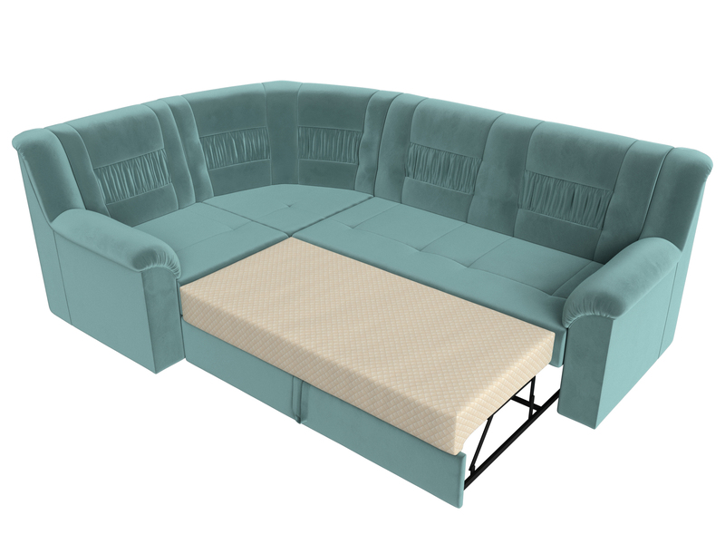 Диван угловой Карелия левый угол, Велюр, SEVEN 113 бирюзовый