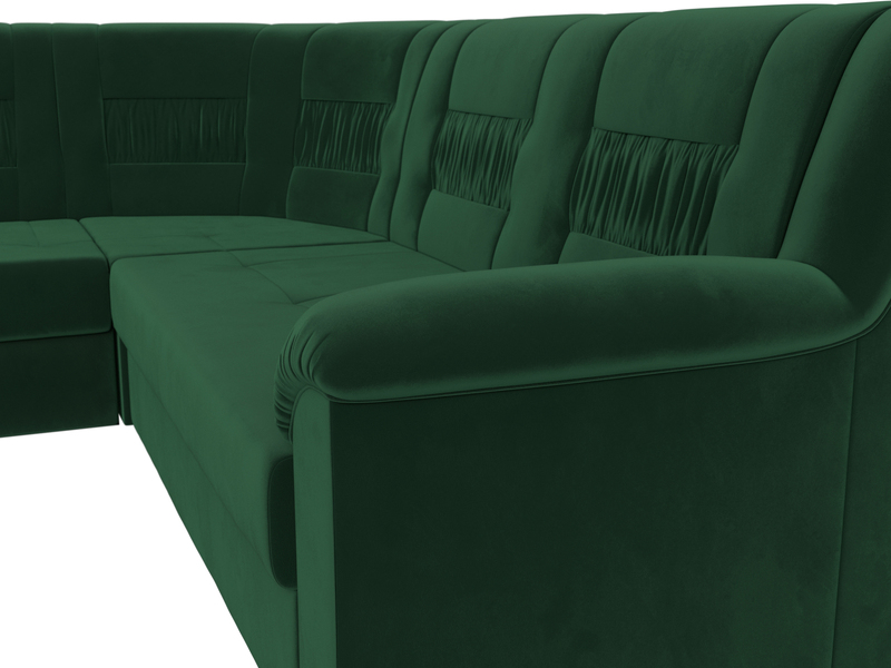 Диван угловой Карелия левый угол, Велюр, SEVEN 626 зеленый
