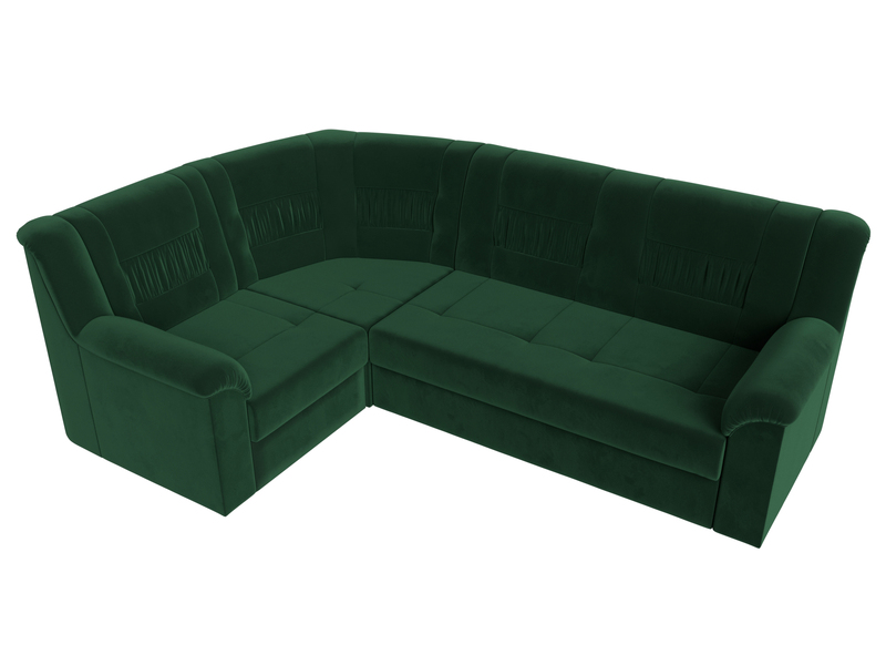 Диван угловой Карелия левый угол, Велюр, SEVEN 626 зеленый