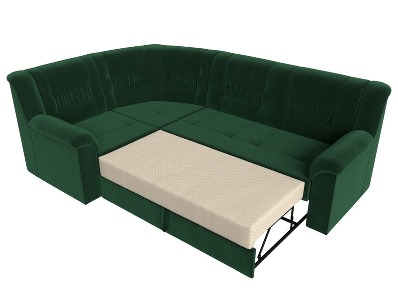 Диван угловой Карелия левый угол, Велюр, SEVEN 626 зеленый