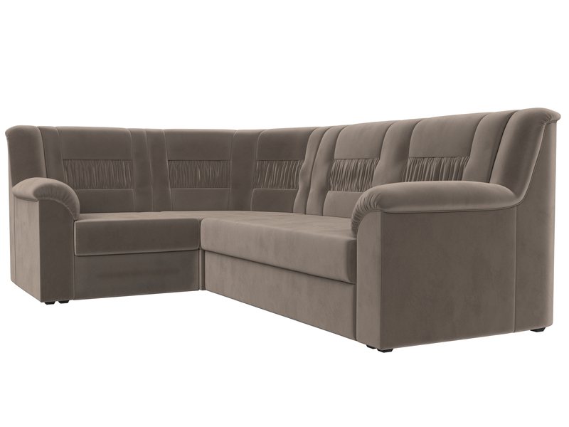 Диван угловой Карелия левый угол, Велюр, SEVEN 727 коричневый