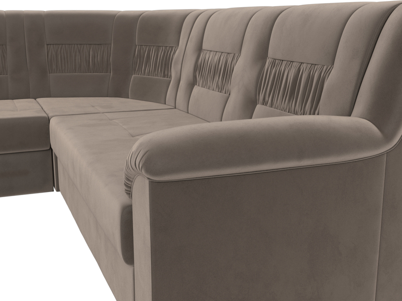 Диван угловой Карелия левый угол, Велюр, SEVEN 727 коричневый