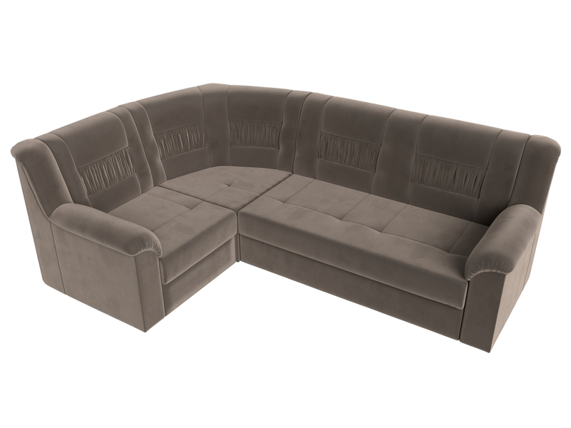 Диван угловой Карелия левый угол, Велюр, SEVEN 727 коричневый