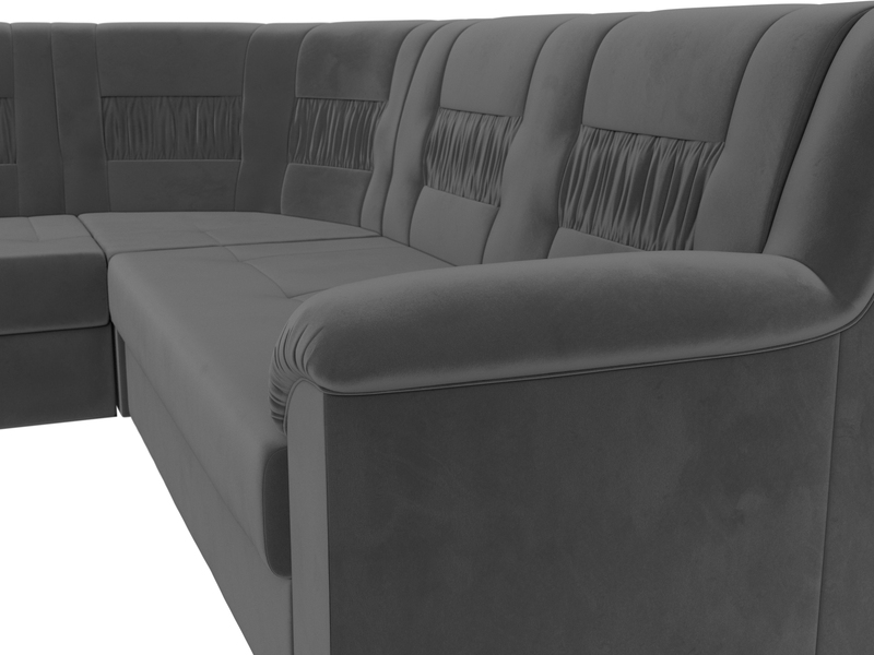 Диван угловой Карелия левый угол, Велюр, SEVEN 17 серый