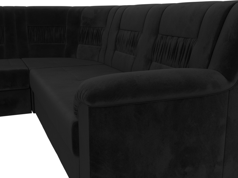 Диван угловой Карелия левый угол, Велюр, SEVEN 35 черный