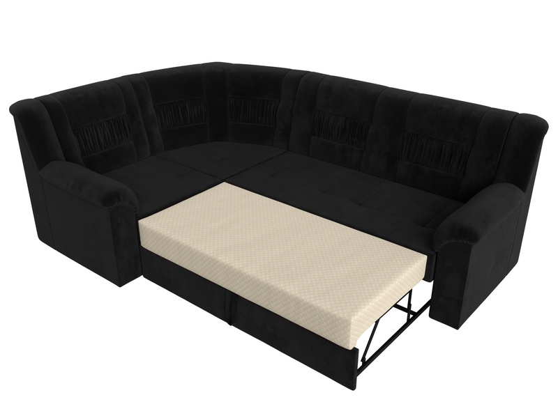 Диван угловой Карелия левый угол, Велюр, SEVEN 35 черный