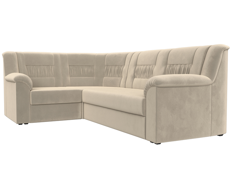Диван угловой Карелия левый угол, Микровельвет, Бежевый