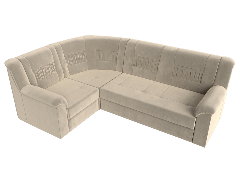 Диван угловой Карелия левый угол, Микровельвет, Бежевый
