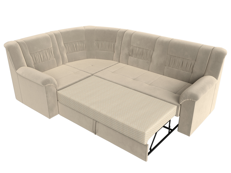 Диван угловой Карелия левый угол, Микровельвет, Бежевый