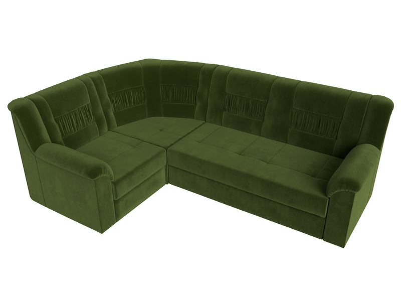 Диван угловой Карелия левый угол, Микровельвет, Зеленый