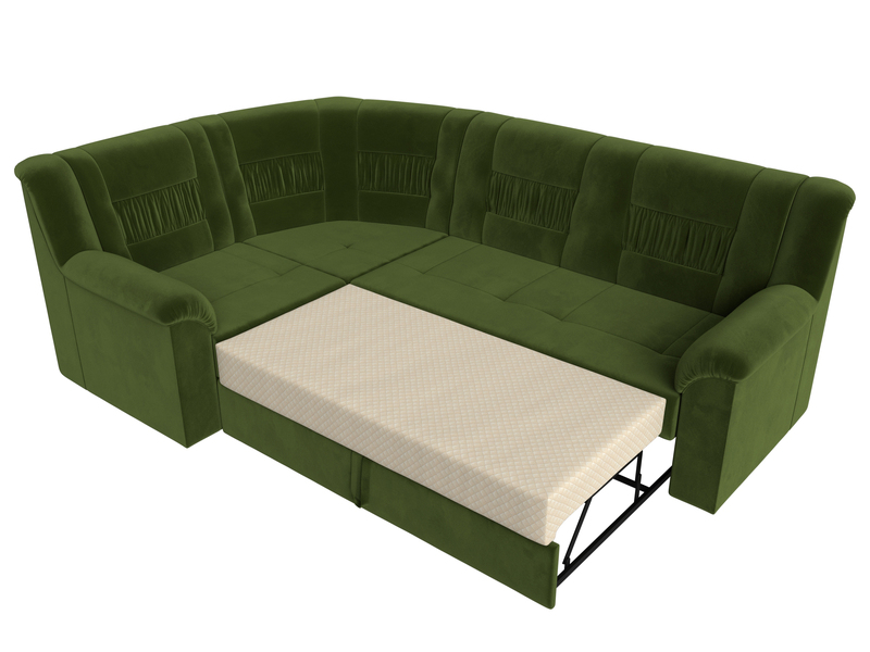 Диван угловой Карелия левый угол, Микровельвет, Зеленый