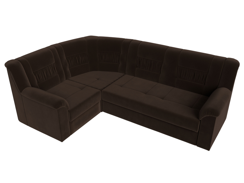 Диван угловой Карелия левый угол, Микровельвет, Коричневый
