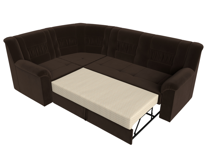 Диван угловой Карелия левый угол, Микровельвет, Коричневый