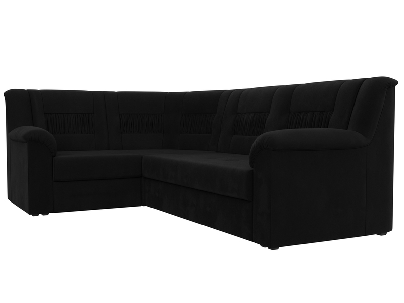 Диван угловой Карелия левый угол, Микровельвет, Черный