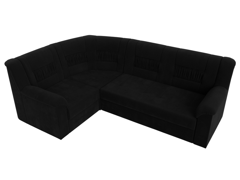 Диван угловой Карелия левый угол, Микровельвет, Черный
