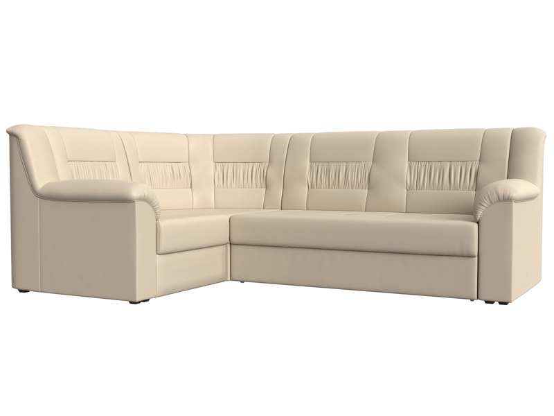 Диван угловой Карелия левый угол, Экокожа, Бежевый