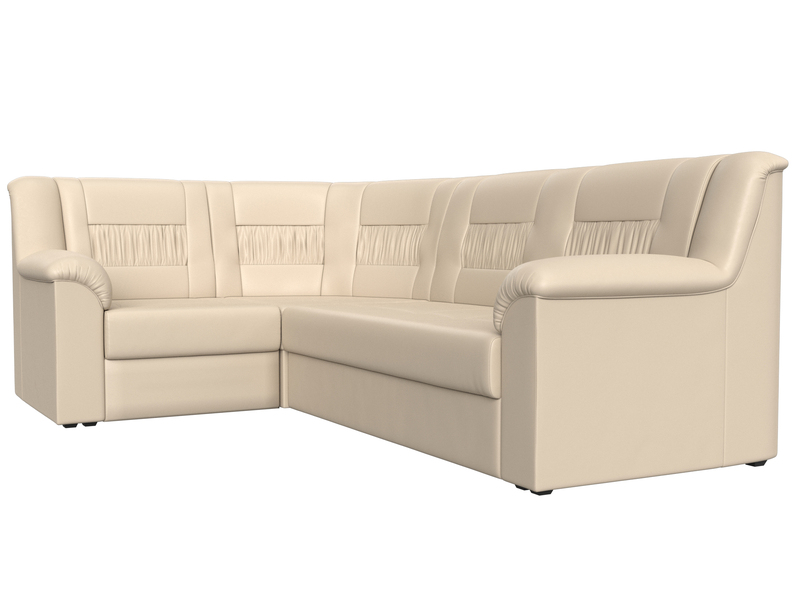 Диван угловой Карелия левый угол, Экокожа, Бежевый