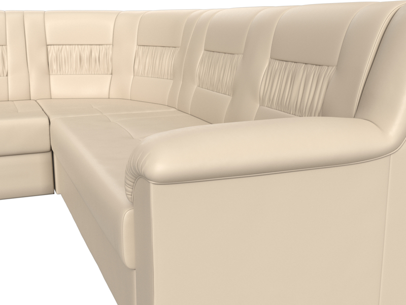 Диван угловой Карелия левый угол, Экокожа, Бежевый