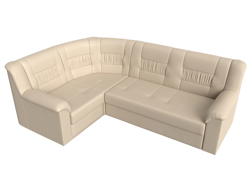 Диван угловой Карелия левый угол, Экокожа, Бежевый