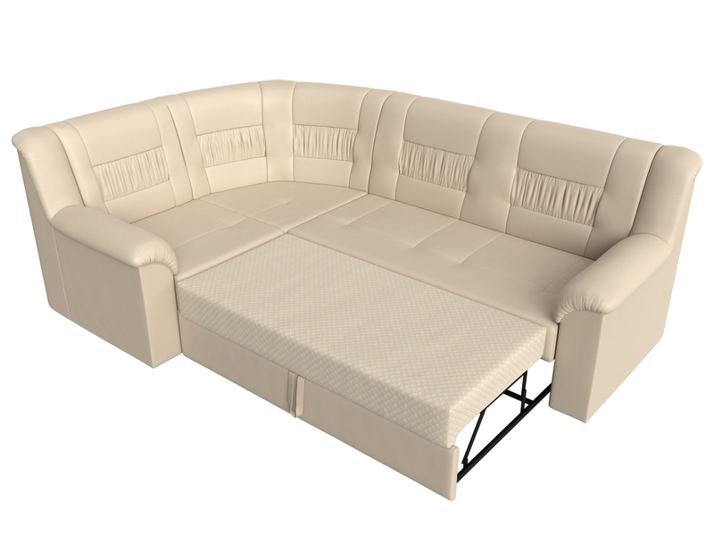 Диван угловой Карелия левый угол, Экокожа, Бежевый