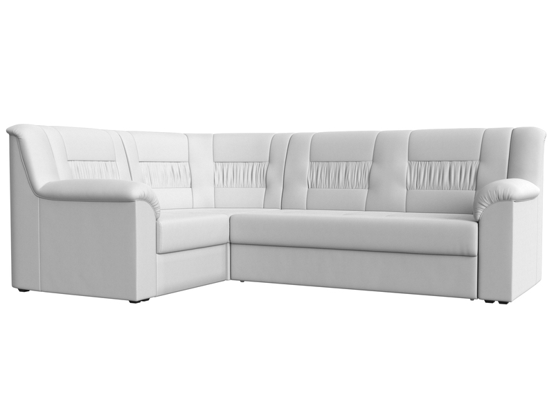 Диван угловой Карелия левый угол, Экокожа, Белый