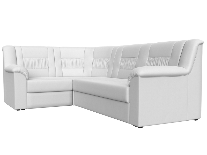 Диван угловой Карелия левый угол, Экокожа, Белый