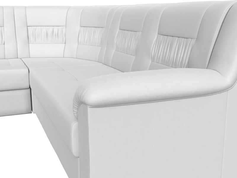 Диван угловой Карелия левый угол, Экокожа, Белый