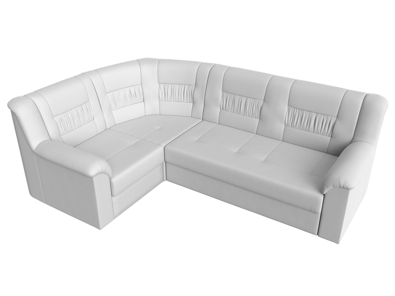 Диван угловой Карелия левый угол, Экокожа, Белый