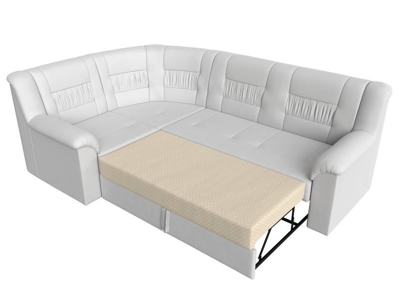 Диван угловой Карелия левый угол, Экокожа, Белый