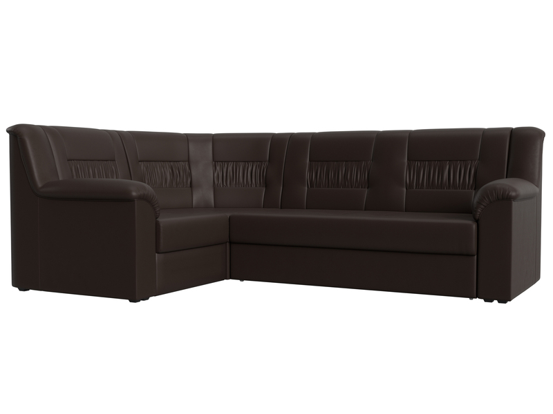 Диван угловой Карелия левый угол, Экокожа, Коричневый